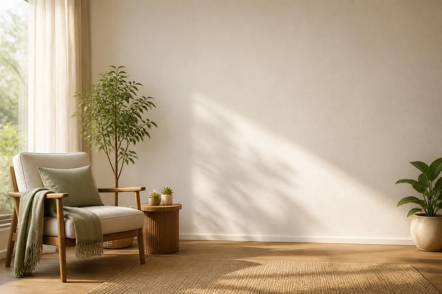 Peaceful home wellness corner with open space and natural light.